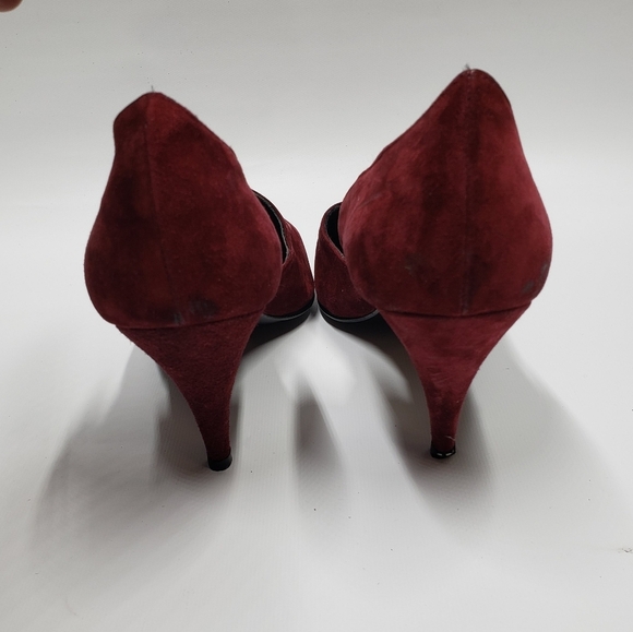 Vintage Vittorio Ricci Suede Closed Toe Pumps Size 5.5 Red Wine Colour - Picture 5 of 16